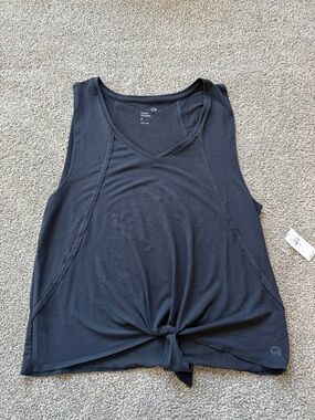 GapFit Women’s Breathe V-Neck Knot Front Tank Black Small